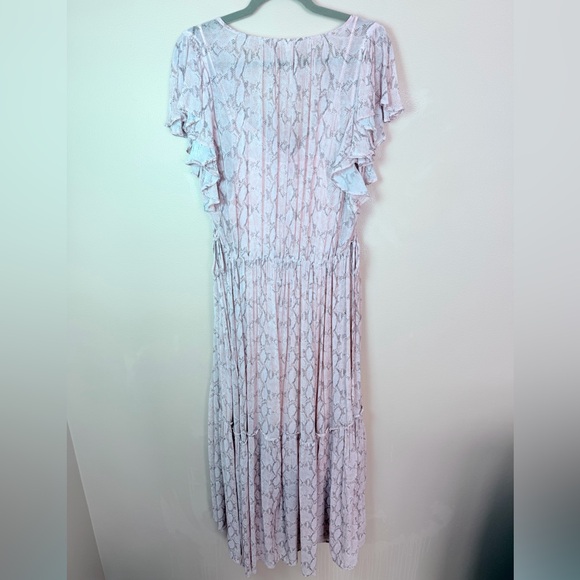 Anthropologie Plus Size 1X Sheer V-Neck Flutter Sleeve Midi Dress EUC - Picture 8 of 13